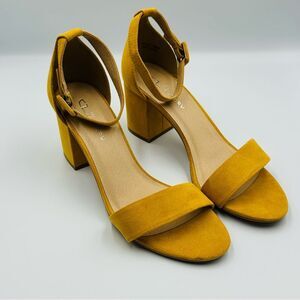 Chinese Laundry Women's Jody Yellow Suede Block Heel Sandals SZ 10 Ankle Strap